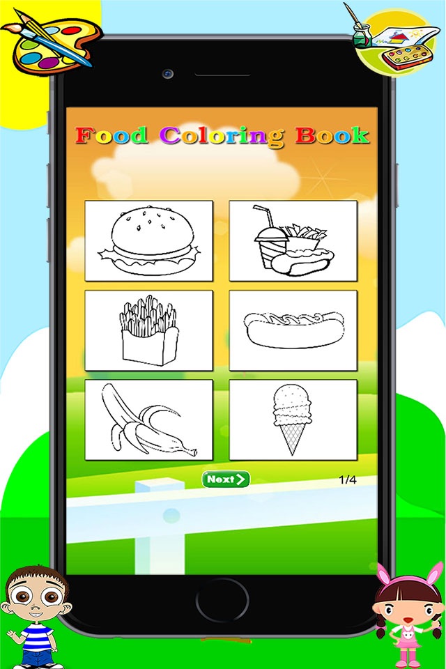 Food Coloring Book -  Drawing Painting for Kids Free Games screenshot 2