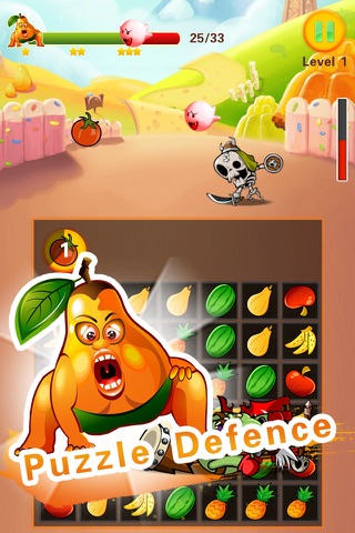 Puzzle & Fruits vs Monsters: The Expendables Defense screenshot 2