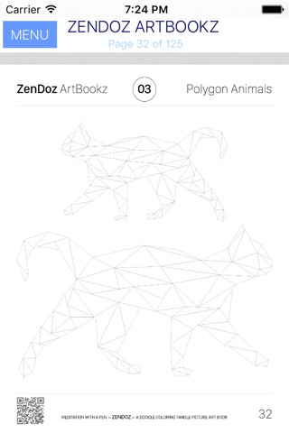 Zendoz ArtBookz - 03 - Polygon Animals - Coloring Book screenshot 3
