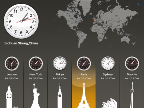 Global Clock for world clock, time zone, time lag screenshot 4