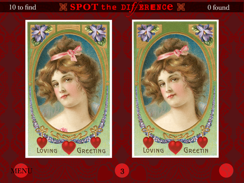 Spot The Difference Victorian Valentine Postcards screenshot 4