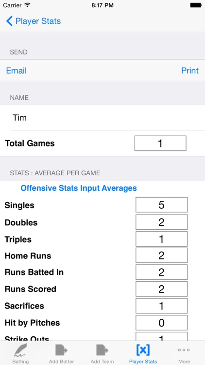 Batting Tracker : Baseball Stats for Players
