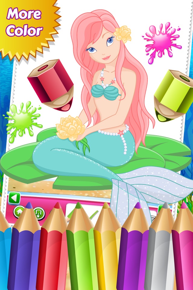 Mermaid Princess Colorbook Drawing to Paint Coloring Game for Kids screenshot 2
