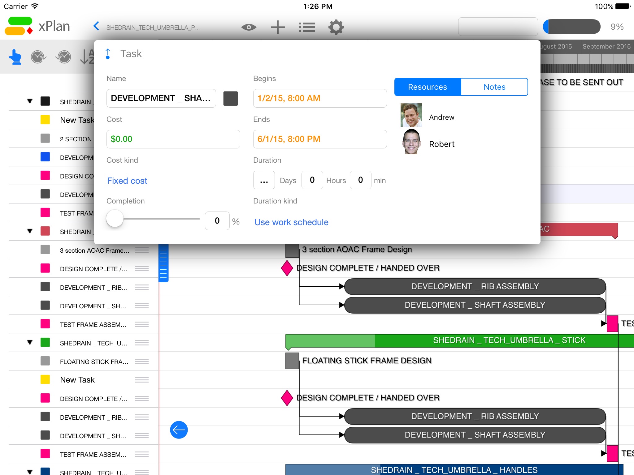 Screenshot do app xPlan