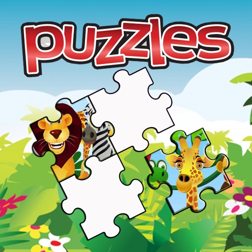 Cartoon Jigsaw Puzzle Kids Game for Animal Jungle