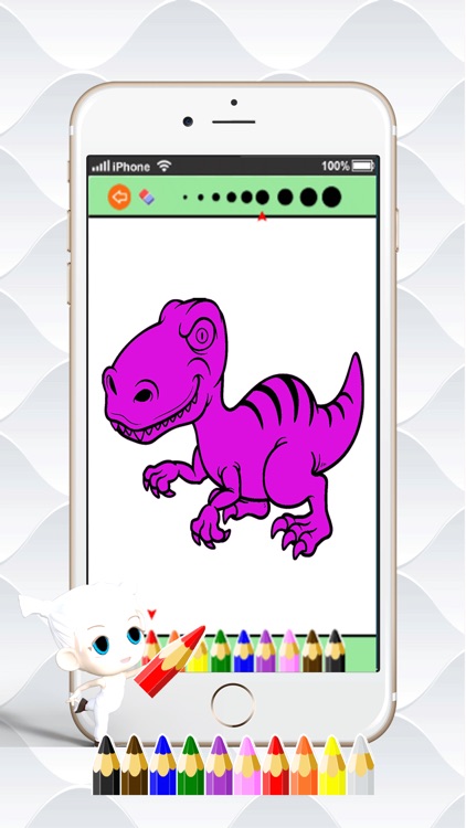 Dino Paint Drawing Color : Cute Caricature Art Idea Pages For Kids screenshot-3