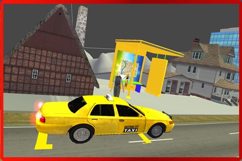 Taxi Driver Sim: Hill Station 2016 – free yellow cab racing simulator in snow mountain screenshot 2