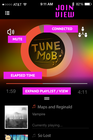 TuneMob Play Music in Sync on Multiple Devices via Bluetooth and WiFi Tune Mob Simple Sharing screenshot 2