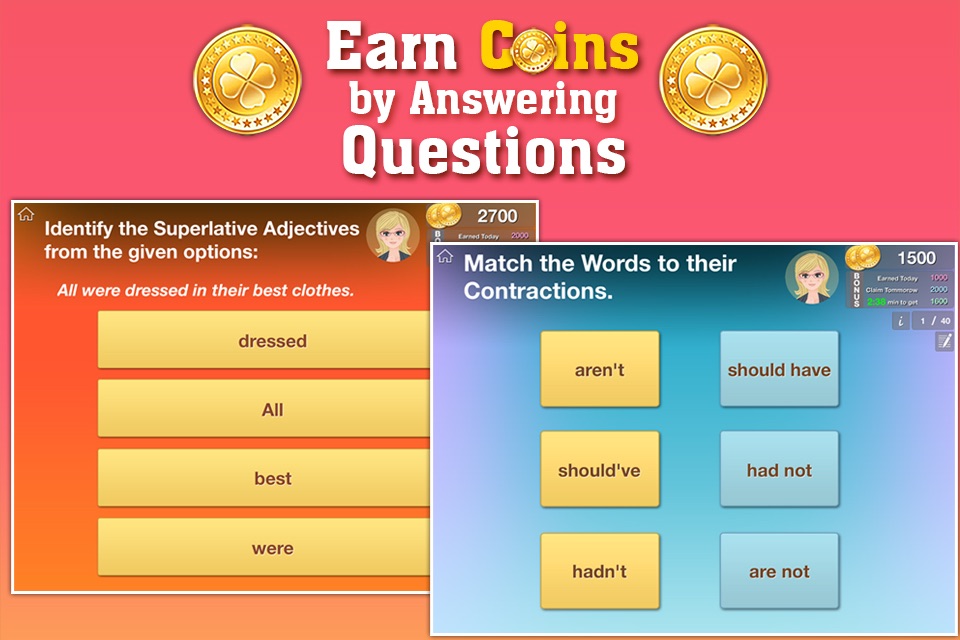 Grade 2 ELA - English Grammar Learning Quiz Game by ClassK12 [Lite] screenshot 3