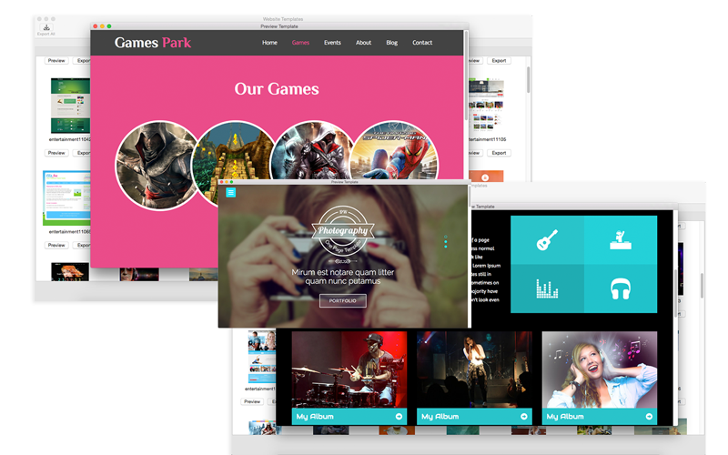 Website Template (Entertainment & Construction) With Html Files Pack6 Business