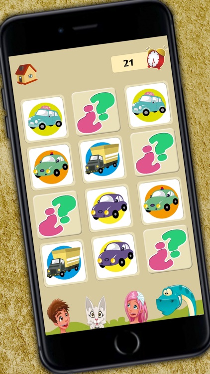 Memory game for children: memory cars. Learning game for boys