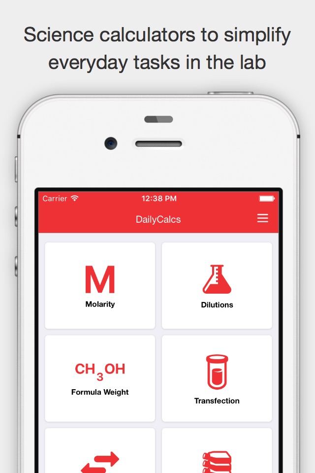 DailyCalcs - Science calculator to simplify everyday tasks in the lab screenshot 2