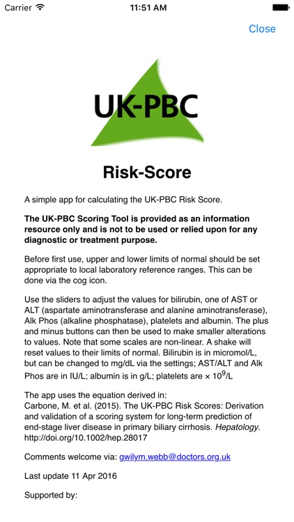 UK-PBC Risk Score