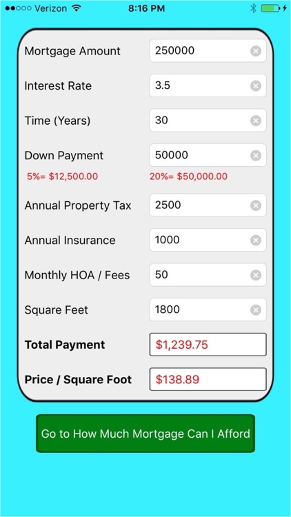 Mortgage Calculator with Affordability and Value