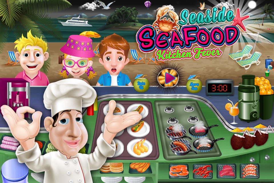 Seaside Seafood Kitchen Fever Cooking Girls Games screenshot 2