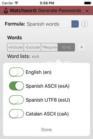 Watchword Password Generator screenshot 3