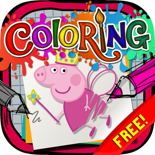 Coloring Book : Painting  Pictures Peppa Pig  Cartoon  Free Edition