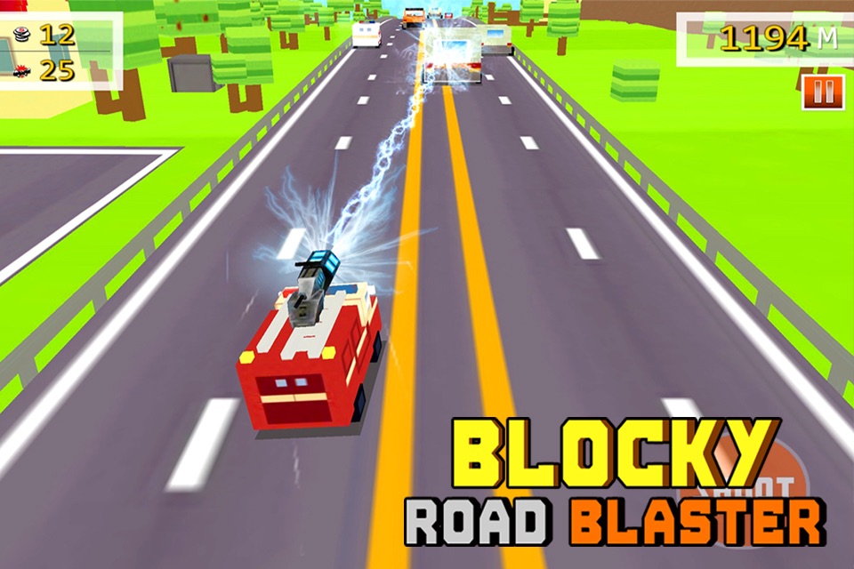 Blocky Road Blaster - 3D ( Fun Race & Shoot Game ) screenshot 2