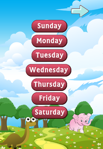 Learn English : Vocabulary : free learning Education games for kids : Days : screenshot 2