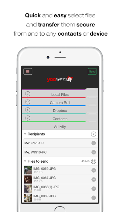 How to cancel & delete File Transfer, Send Big Videos, Share Photos from and to any Computer Fast and Safe by yooSEND from iphone & ipad 1