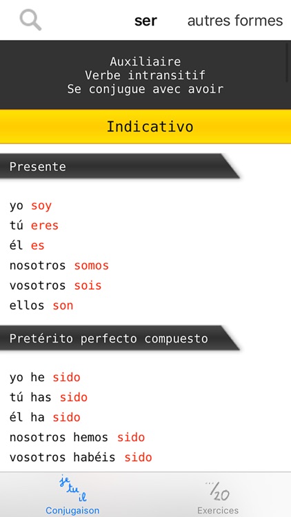 Conjugation : Spanish verbs