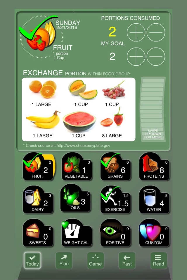Checkoff Portions Diet Tracker - Visual Group Exchanges screenshot 2