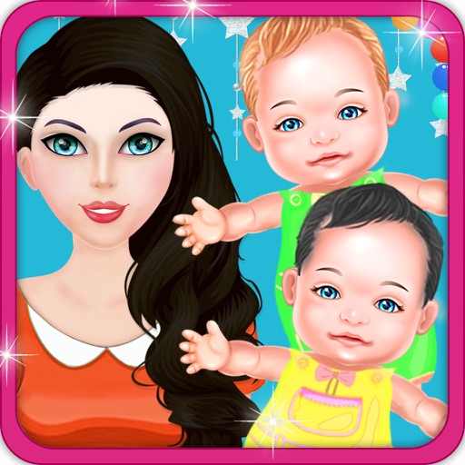 Women Feeding and Care Twins baby games Icon