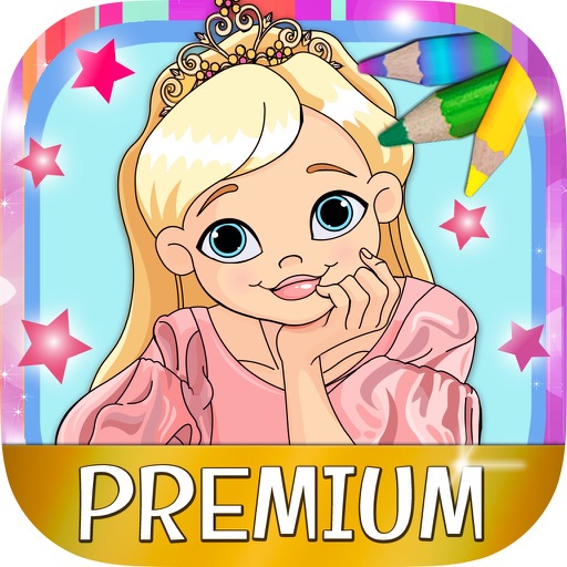 Coloring book paint princesses & color dolls in classic fairy tales - Premium icon