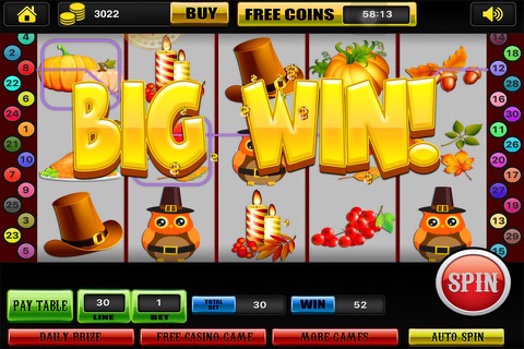 Lucky Thanksgiving Day - Play Pro Vegas Slots Machines Mania & Win! screenshot 2