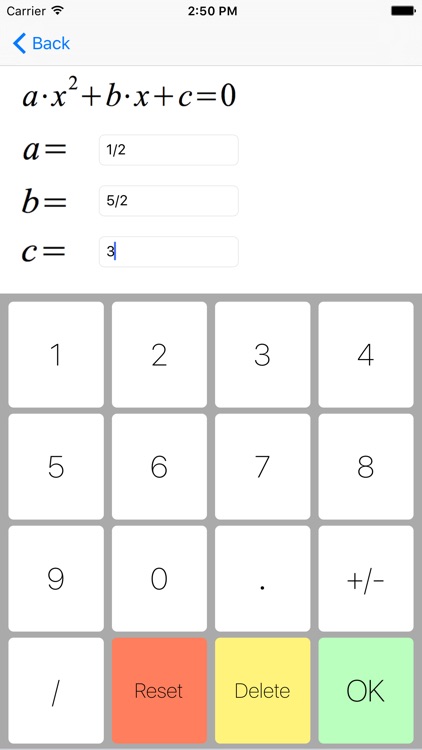 Parabola - quadratic and biquadratic equation solver, real and complex solutions