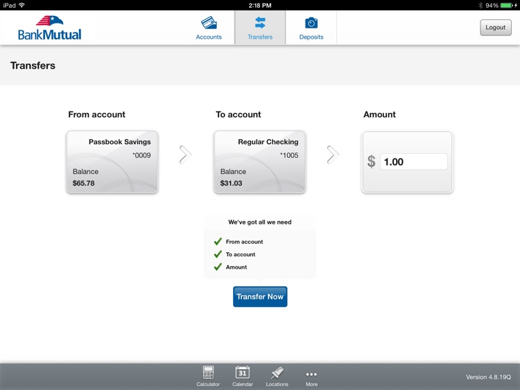 Bank Mutual Mobile Banking for iPad screenshot-3