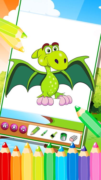 The Cute dinosaur Coloring book ( Drawing Pages ) 2 - Learning & Education Games  Free and Good For activities Kindergarten Kids App 4