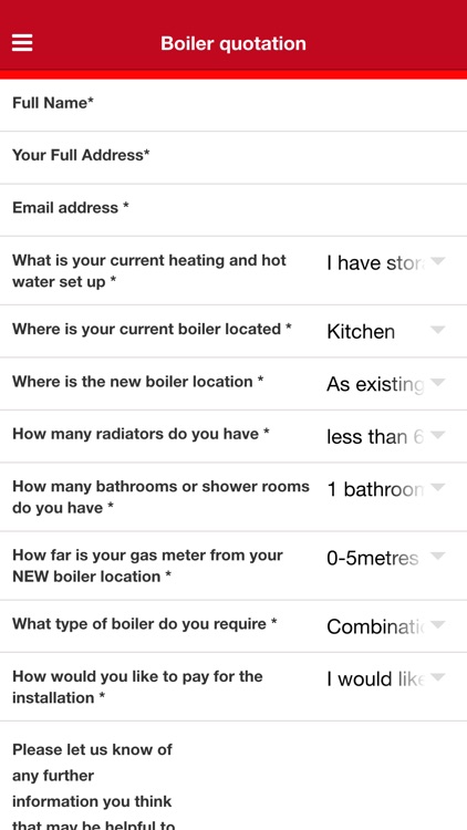 Holden Heating Ltd - Boiler quotation app