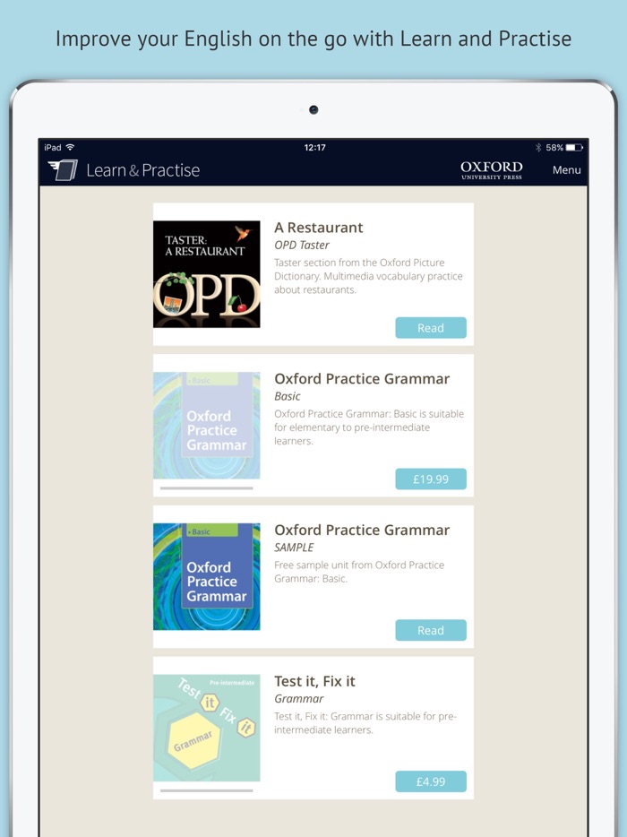 Learn and Practise English to Go from Oxford