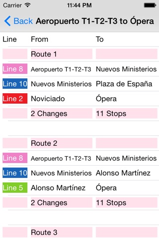 Madrid Metro Route Planner screenshot 2