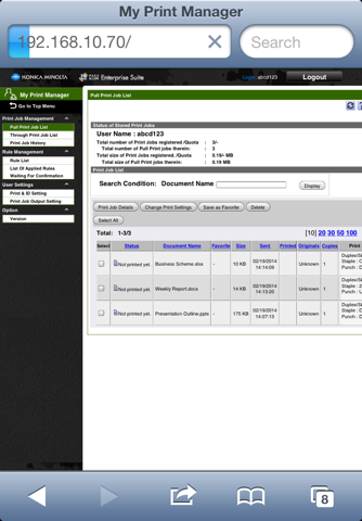 PageScope My Print Manager Port for iPhone/iPad screenshot 4