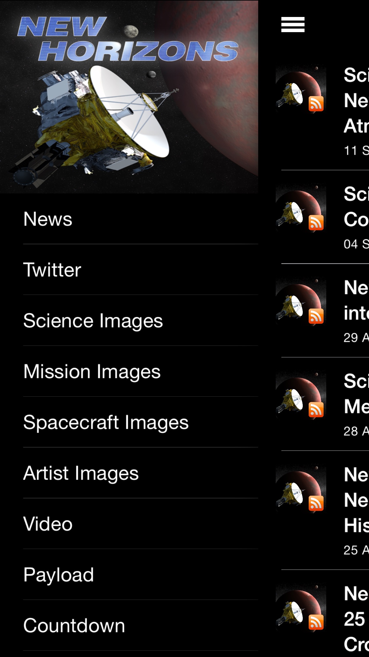 Screenshot do app New Horizons: a NASA Voyage to Pluto