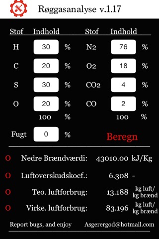 Røggasanalyse screenshot 3