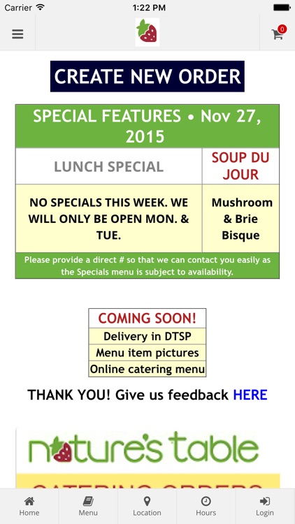 Nature's Table DTSP Online Ordering