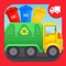 Learn colors and help the garbage truck collect them with a cool robotic arm