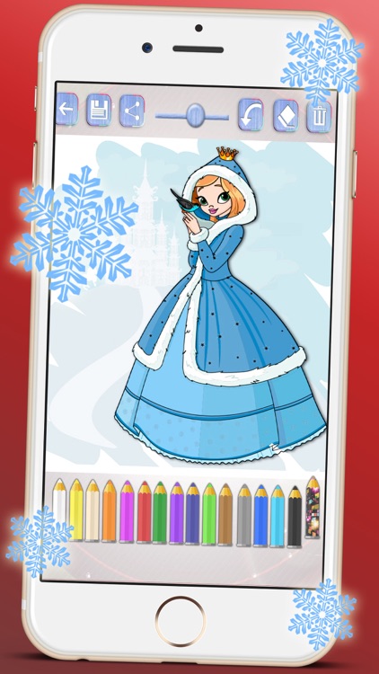 Drawings to paint princesses at Christmas seasons. Princesses coloring book screenshot-4