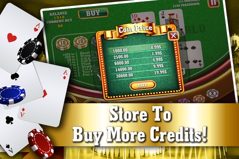 Monte Carlo Poker FREE - VIP High Rank 5 Card Casino Game screenshot 4