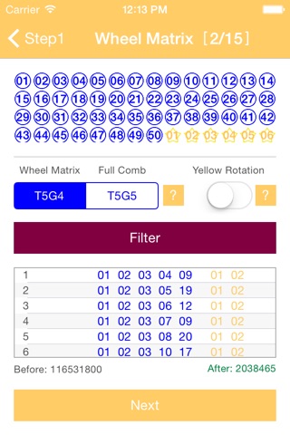 ShrinK for EuroMillions -- scientifc lottery shrink (filter) app screenshot 2