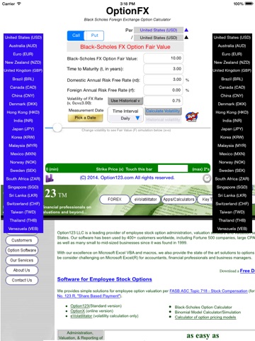 Foreign Exchange Option Calculator App screenshot 2
