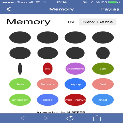 ENGLISH WORDS WITH MEMORY GAME iOS App