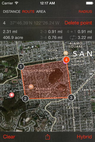 Скриншот из Map Tools - area, distance, radius and angle measurement