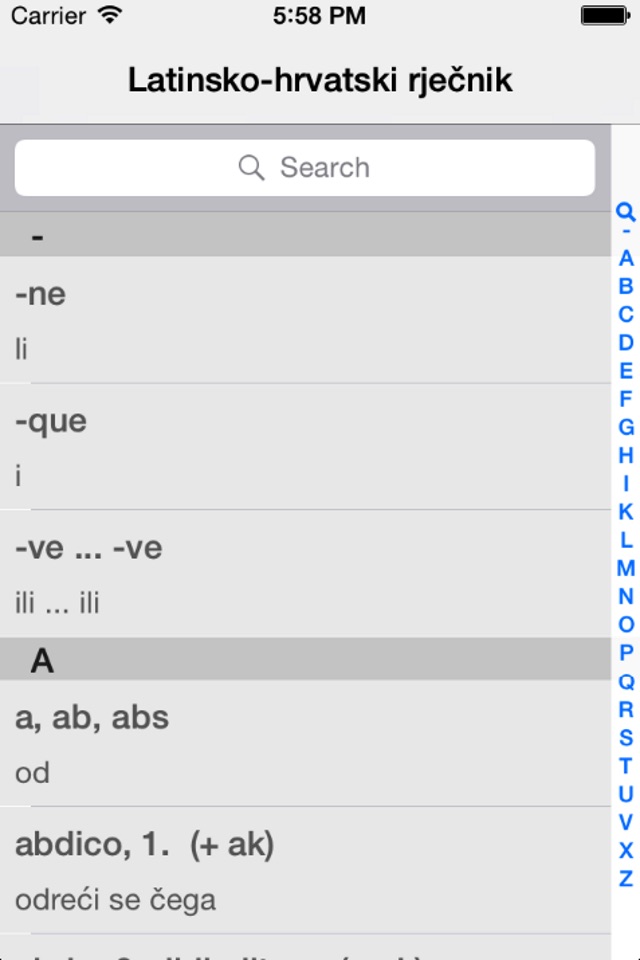 Latinsko-hrvatski rječnik screenshot 2