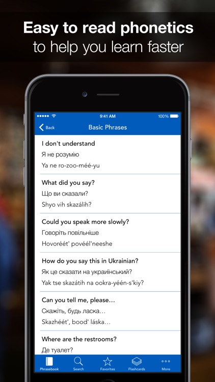 SpeakEasy Ukrainian ~ Offline Phrasebook and Flashcards with Native Speaker Voice and Phonetics