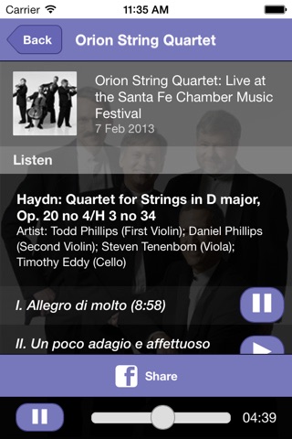 Orion String Quartet screenshot 4