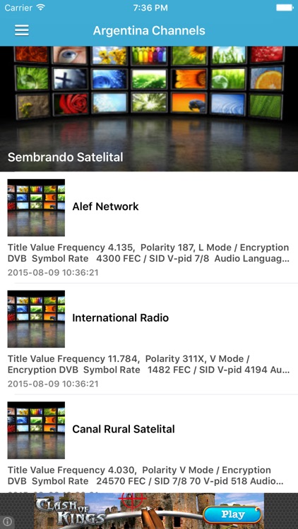 Argentina TV Channels Sat Info